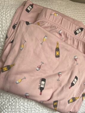 Rae Dunn Pink Wine Bottle & Glass Pajama Top